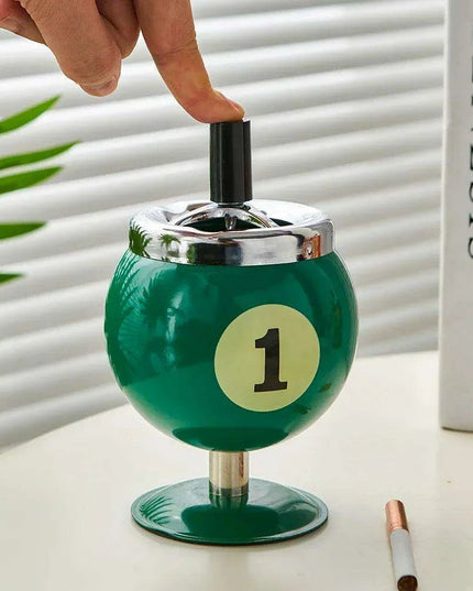 Chic Billiards-Inspired Metal Ashtray - Stylish Smoking Accessory and Decorative Accent for Home and Office