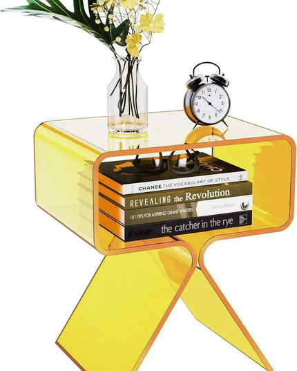 Sleek Black Acrylic Nightstand - Modern Design for Elegant Home Decor