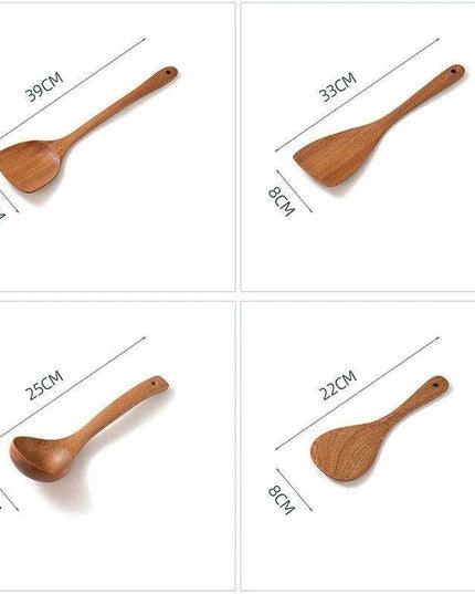 Sleek Wooden Utensils Set for Effortless Gourmet Cooking