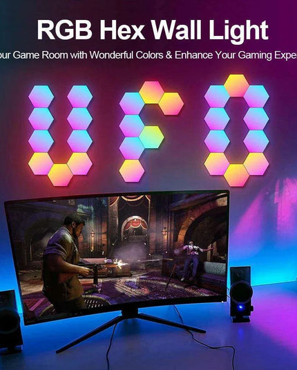 RGB Hexagonal Music Sync Wall Panels - Transform Your Space with Dynamic Lighting for Gaming and Relaxation