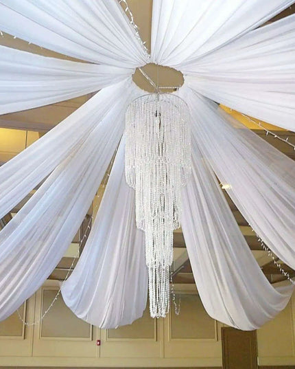 Elegant White Chiffon Ceiling Drapes for Stunning Event Decor