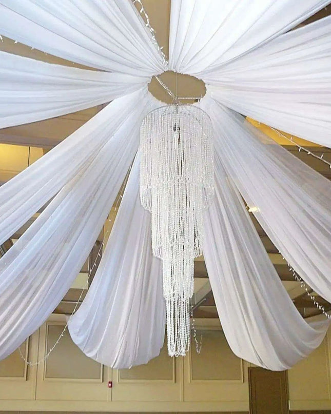 Elegant White Chiffon Ceiling Drapes for Stunning Event Decor
