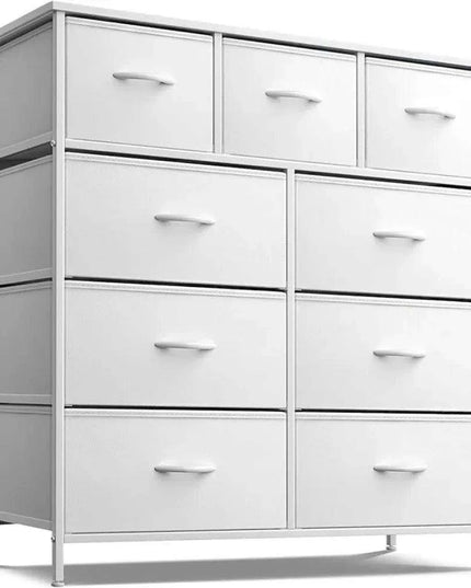 Modern 9-Drawer Dresser with Steel Frame and Wood Top - Stylish Storage Solution