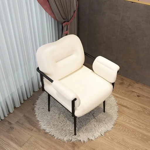 Modern Italian Armrest Chair - Ergonomic Design Faux Leather Living Room Chair
