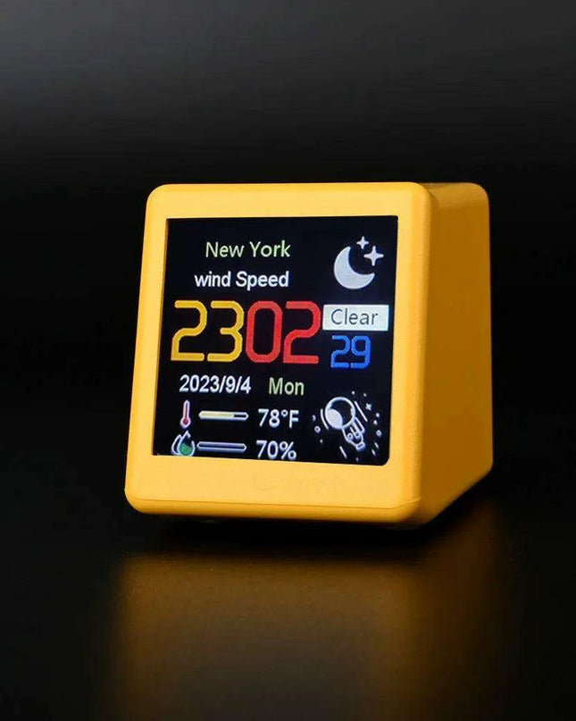 Mini Smart WiFi Weather Station Clock with Customizable GIFs and Digital Photo Album for Home Office Decor
