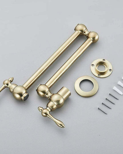 Sleek Brushed Gold Brass Wall-Mounted Pot Filler Faucet for a Chic Kitchen Upgrade