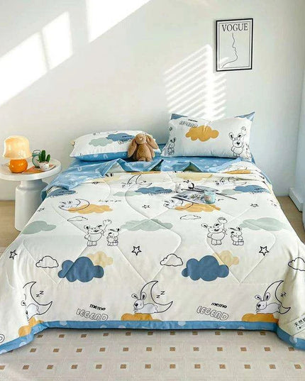 Dinosaur Delight Summer Quilt for Kids - Fun Floral Patterns for Boys' Room Decor