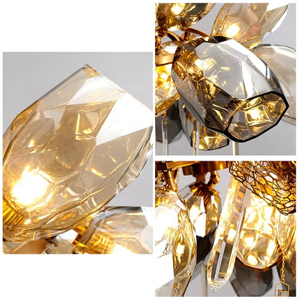 Modern Artistic Gold LED Glass Chandelier — Multi-Form, Custom Sizes