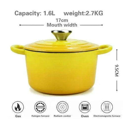 Premium Enamel-Coated Cast Iron Soup and Stew Cookware Set - Induction Compatible