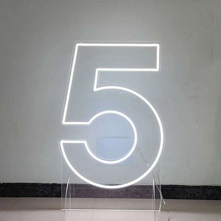 Customizable Neon LED Number Sign Set - Illuminated Decor for Events and Home