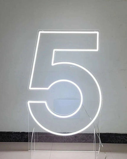 Customizable Neon LED Number Sign Set - Illuminated Decor for Events and Home