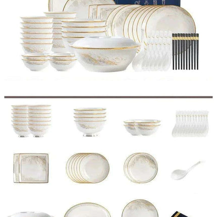 Elegant White Korean Ceramic Dinnerware Set for Refined Dining