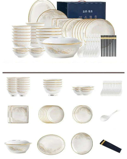 Elegant White Korean Ceramic Dinnerware Set for Refined Dining