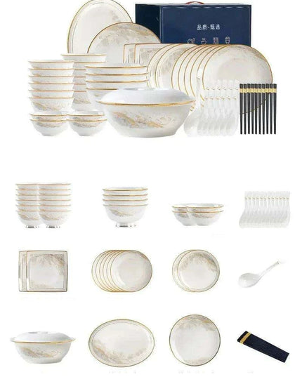 Sleek Korean-Inspired White Ceramic Dinnerware Collection - Luxe Table Setting