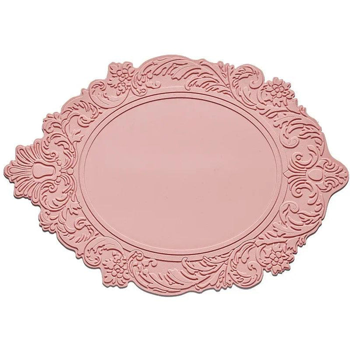 Embossed Elliptic Flower Silicone Placemat Set for Stylish Table Settings