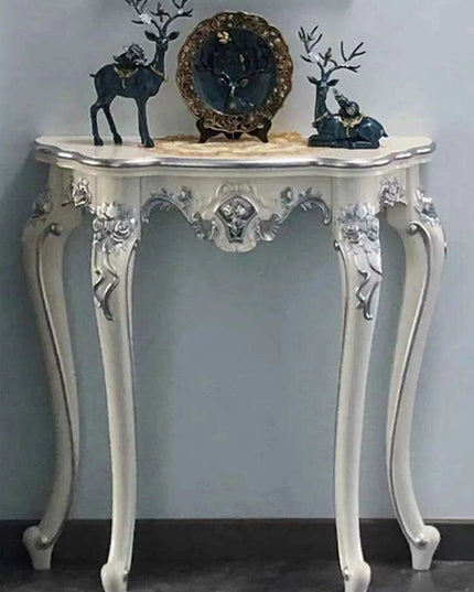 Elegantly Crafted Vintage Wood Half-Moon Console Table