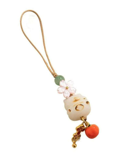 Bodhi Root Fortune Cat Paw Keychain - Traditional Chinese Lucky Amulet