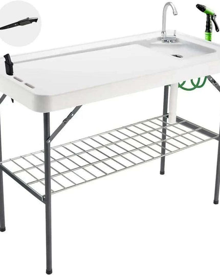 Portable Folding Fish Cleaning Table with Sink and Sprayer - Ideal for Outdoor Activities, Camping, and Fishing