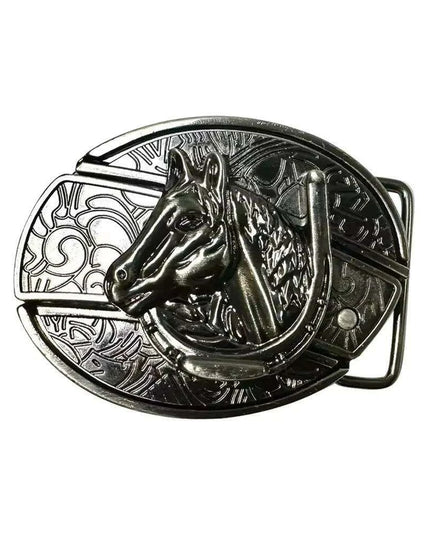Retro Punk Cowboy Style Metal Buckle Belt for Men - Customizable Fit with Unique Embossed Detailing
