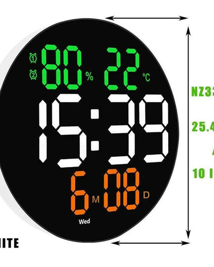 Stylish 10" or 12" Digital LED Wall Clock with Dual Alarms, Temperature Display, and Calendar for Modern Home Decor