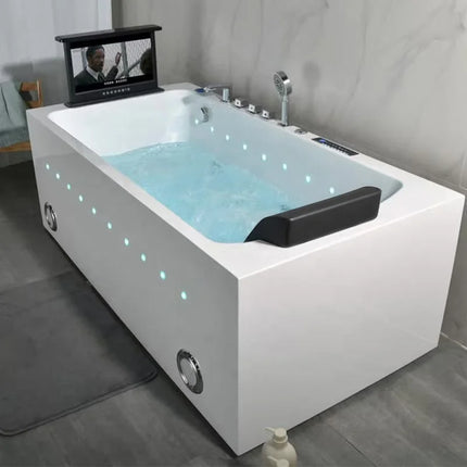 Lynko Modern Acrylic Whirlpool Bathtub with Hydro Massage & TV