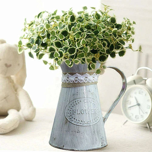 Retro Iron Vase with Distressed Hemp Rope - Elegant Floral Display for Home and Office Styling