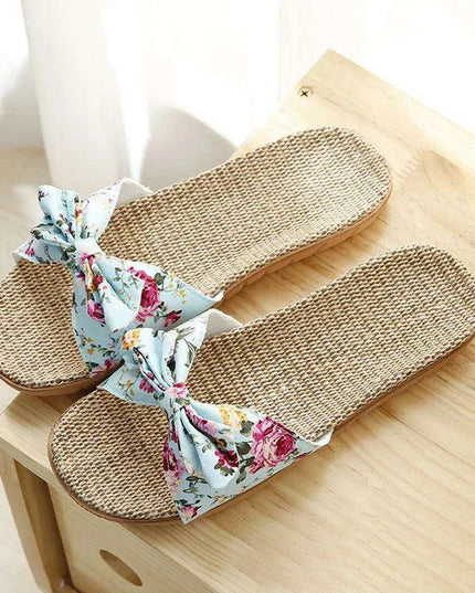 Chic Bohemian Flax Linen Slip-On Flip Flops for Women