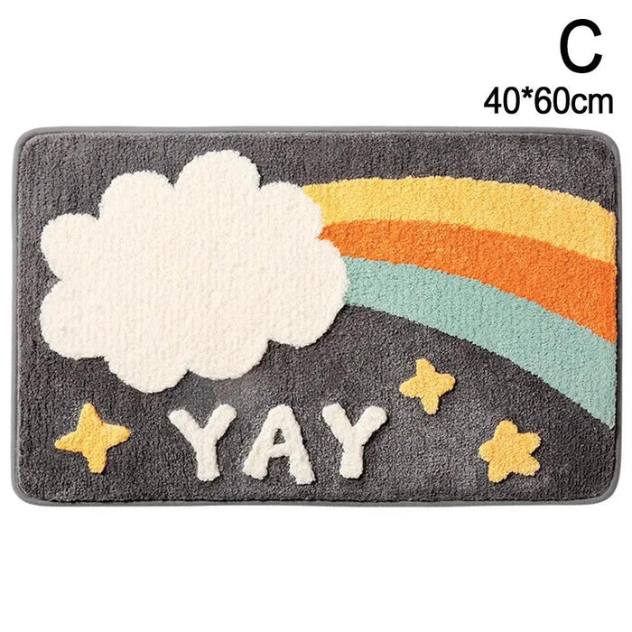 Rainbow Bliss Faux Cashmere Bathroom Mat - Colorful Anti-Slip Rug