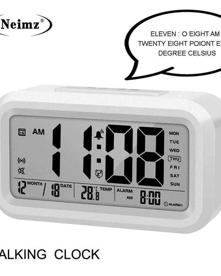 Digital Talking Alarm Clock with Temperature Display and Snooze Function for Kids