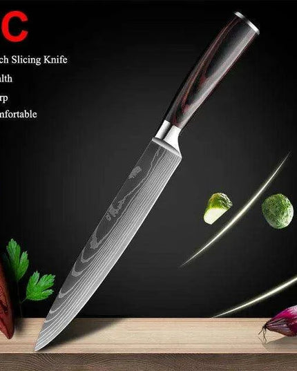 Exquisite Damascus Steel Chef Knife Collection - 1-10Pcs Japanese Santoku and Utility Knives for Culinary Excellence