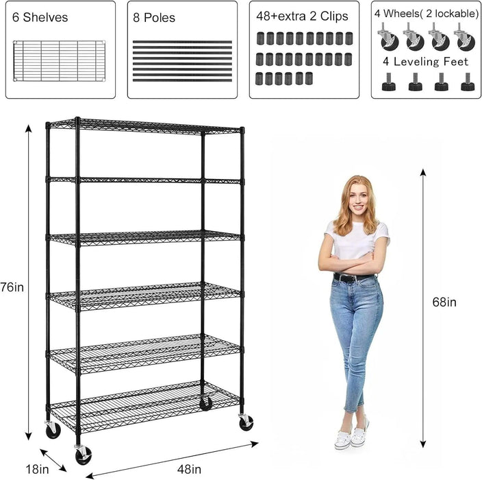 Heavy-Duty Adjustable Metal Storage Rack with 6000 lbs Capacity and Versatile Shelving Options