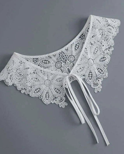 Embroidered Lace Detachable Collar for Women - Elegant White Shawl Accessory