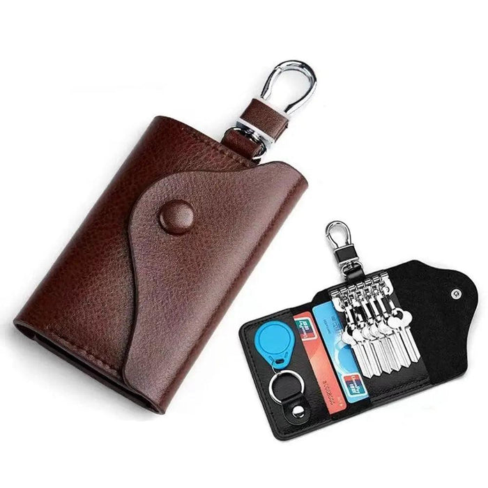 Stylish Leather Key Wallet with Multi-function Key Holder