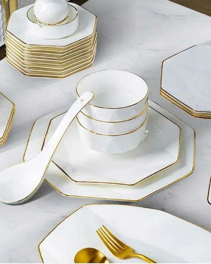Enhance Your Dining Aesthetics with Portable White Ceramic Tableware and Cutlery Set