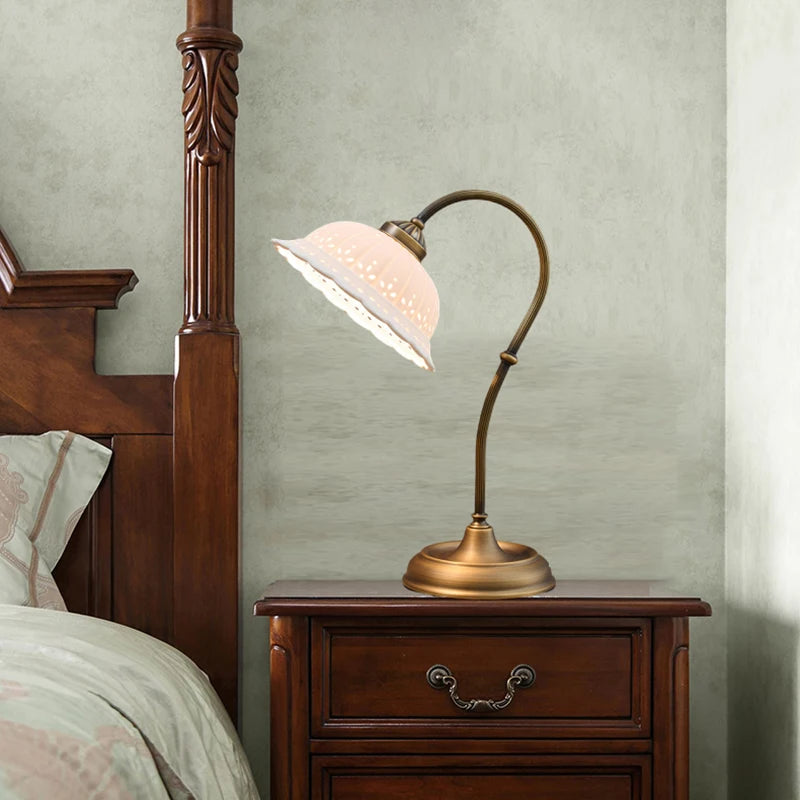 Nordic Copper & Ceramic LED Desk Lamp – Warm & Neutral Light