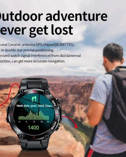 Men's 2024 Outdoor GPS Fitness Smartwatch with Heart Rate Monitor and Waterproof Features