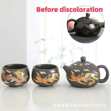 Magical Color-Changing Purple Clay Teapot and Cup Set for Kung Fu Tea Ceremonies
