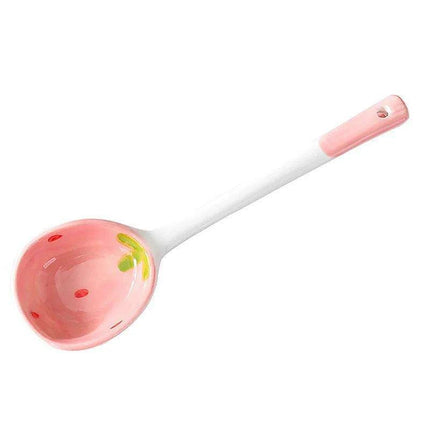 Whimsical Strawberry Cartoon Ladle: Charming Hand-Painted Ceramic Spoon for Creative Cooking