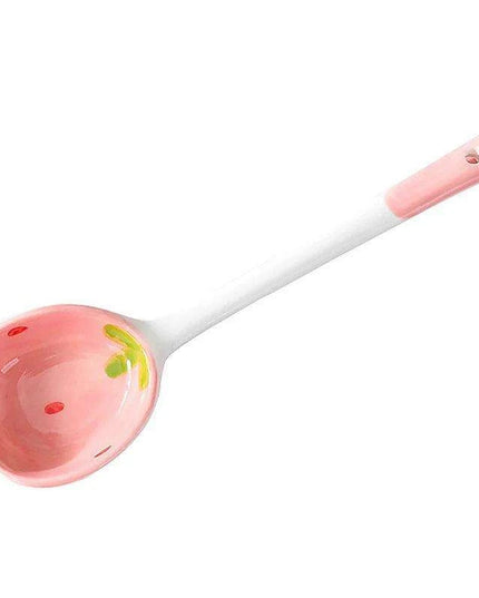 Whimsical Strawberry Cartoon Ladle: Charming Hand-Painted Ceramic Spoon for Creative Cooking