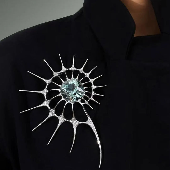 Irregular Spiky Rhinestone Brooch for Coats & Dresses