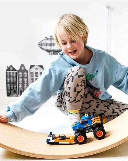 Natural Wood Wobble Board - 35 Inch Balance Rocker for All Ages