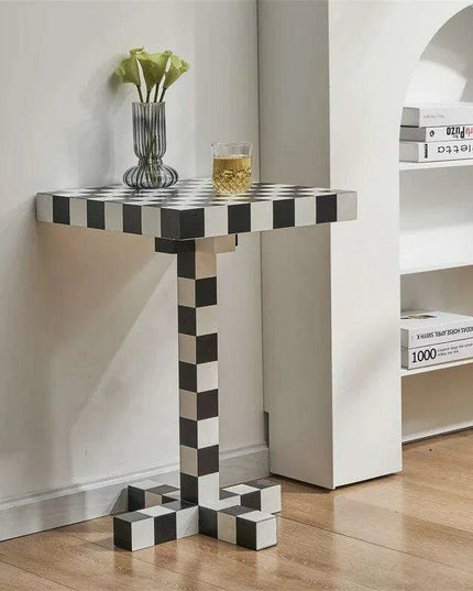 Chic Scandinavian Checkerboard Accent Table - Stylish Addition for Any Room