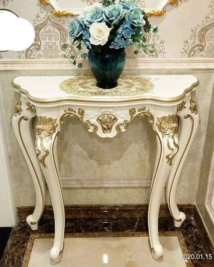 Elegantly Crafted Vintage Wood Half-Moon Console Table