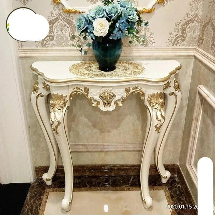 Elegantly Crafted Vintage Wood Half-Moon Console Table