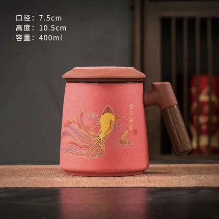 Sophisticated Purple Clay Travel Tea Mug Set with Infuser and Lid - 400ml for Office and Leisure