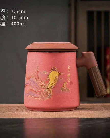 Sophisticated Purple Clay Travel Tea Mug Set with Infuser and Lid - 400ml for Office and Leisure