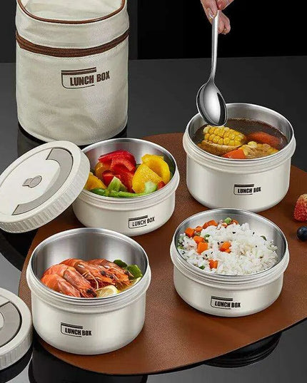 Stainless Steel Thermal Bento Lunch Box Set with Portable Stackable Design