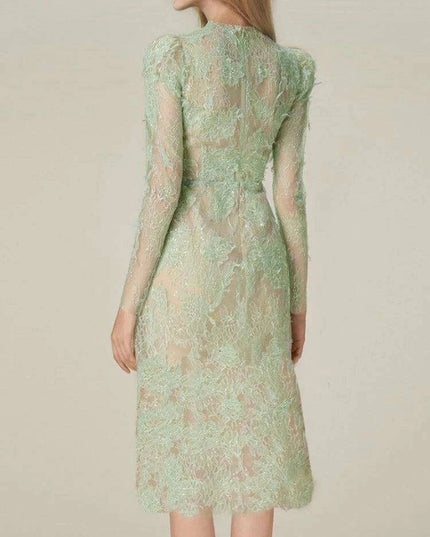 Lace and Sequin Slim-Fit Evening Gown for Women