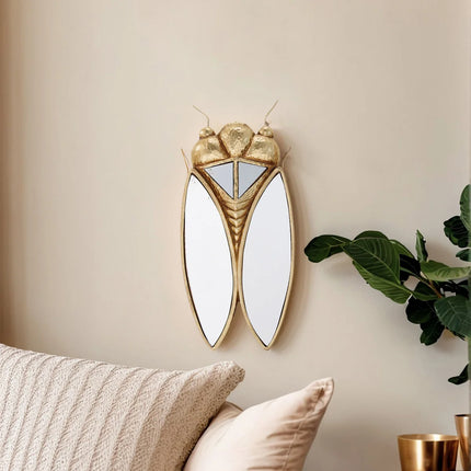 Shop1104558825 Golden Cicada Pendant - Elegant Resin Mirror Finish, Ho