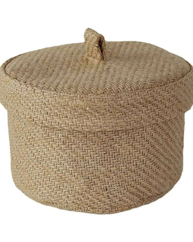 Stylish Round Jute Basket with Lid - Contemporary Organizing Solution